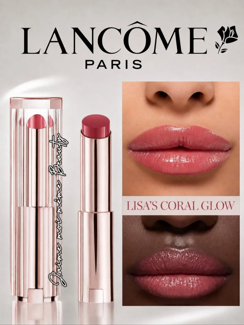 Lancome Lisa's Coral Glow Plumping Lip Butter Tinted Balm- Cool Tone Coral Pink